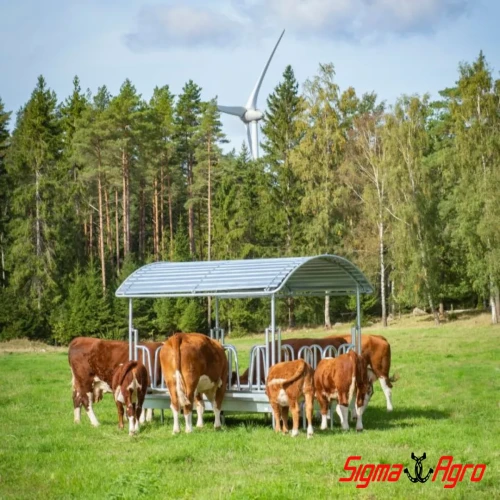 Paśnik łąkowy z zadaszeniem i palisadami  16 stanowiskowy - Sklep.SigmaAgro.Pl.webp