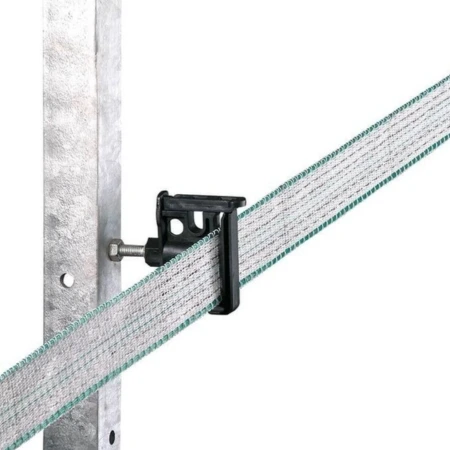 Izolator do taśmy MAXI TAPE marki Kerbl z gwintem metrycznym M6, długość 35 mm. Pasuje do taśm do 40 mm i plecionki do 6 mm, z ulepszonym mechanizmem zatrzaskowym i 2 nakrętkami w zestawie.