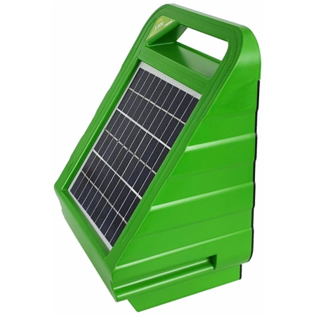 Solarny pastuch elektryczny TITAN S 400 KERBL – trwały elektryzator z zasilaniem słonecznym, ochroną akumulatora i możliwością pracy do 2 tygodni bez energii słonecznej.